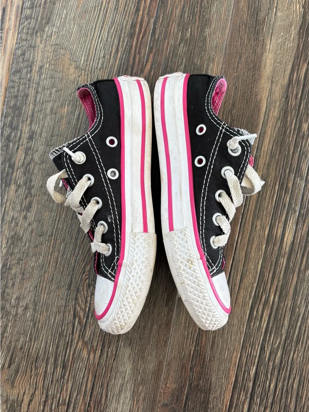 Converse Chuck Taylor Double Tongue Oxford Low Top Sneakers Jrs Sz 11 Black Pink